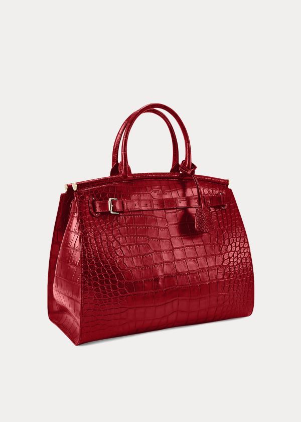 Bolsos De Mano Ralph Lauren Mujer Rojos Oscuro - Alligator Medium RL50 - FOBEY4380